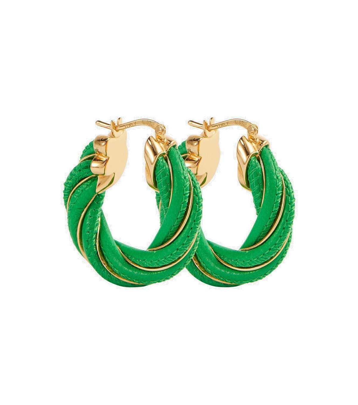 Bottega Veneta - Twist leather-trimmed hoop earrings Bottega