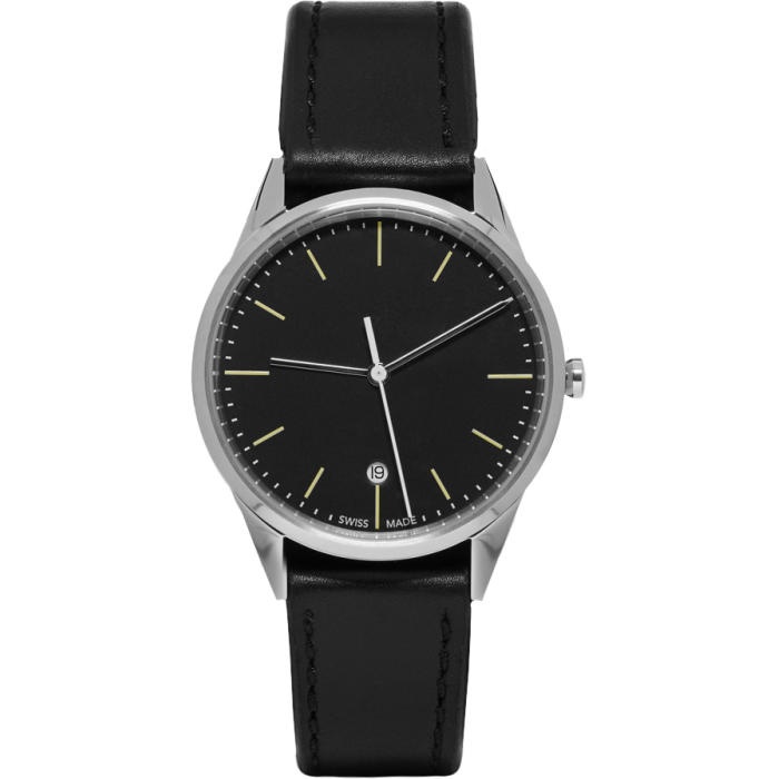 Photo: Uniform Wares Silver and Black Leather C36 Date Watch 