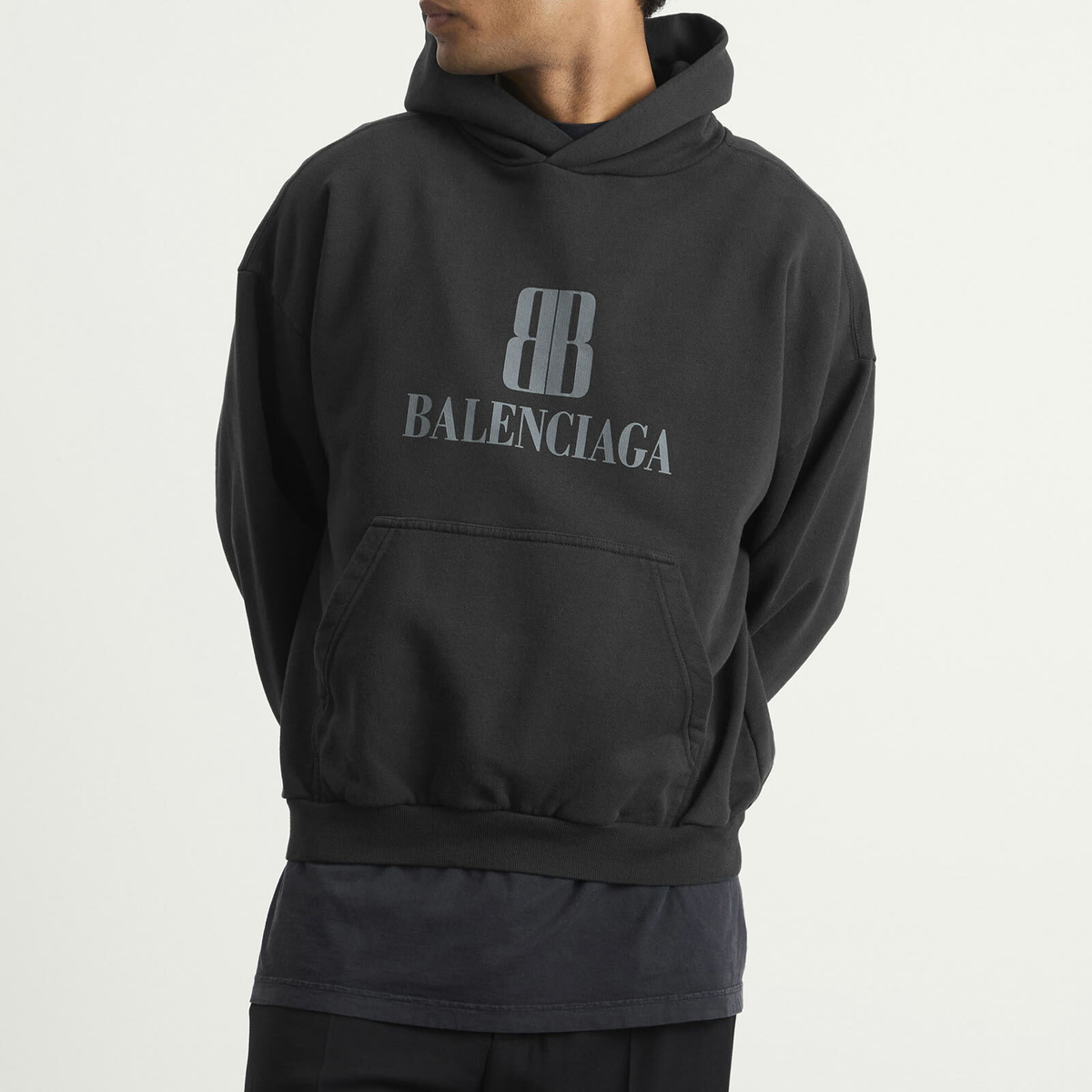 Balenciaga Men's Nano BB Logo Dry Molleton Medium Fit Hoodie