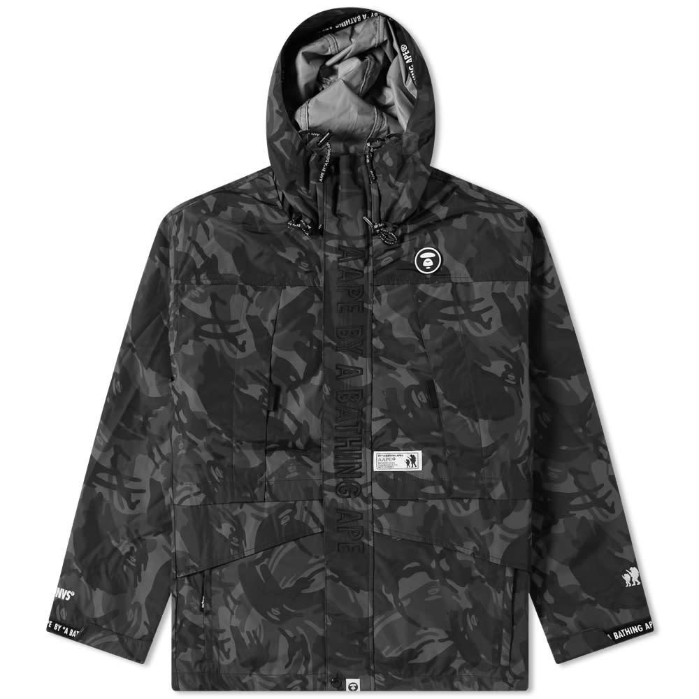 Buy Aape By A Bathing Ape men camouflage long sleeve hooded jacket  windbreaker jacket black and dark grey combo Online