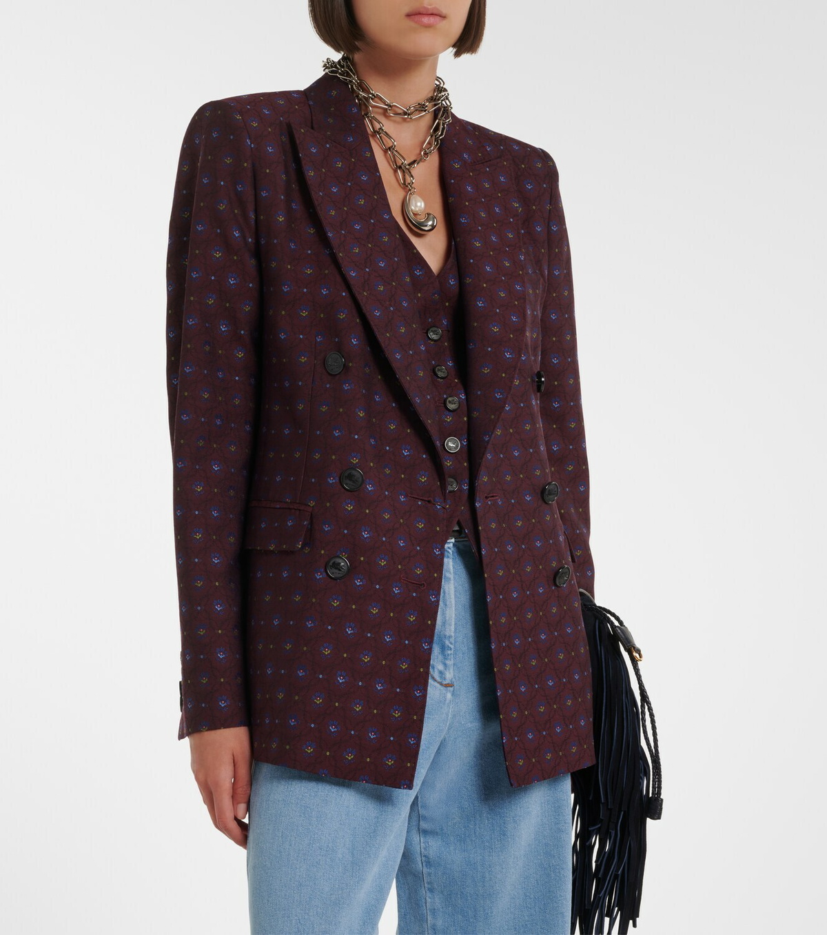 Etro Floral wool and cotton jacquard blazer