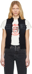 MM6 Maison Margiela Black Open Cut Printed Vest