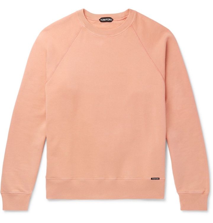 Photo: TOM FORD - Garment-Dyed Fleece-Back Cotton-Jersey Sweatshirt - Pink
