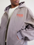 Willy Chavarria - Juggernaut Logo-Embroidered Denim Zip-Up Hoodie - Gray