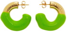 Sunnei Gold & Green Small Rubberized Hoop Earrings