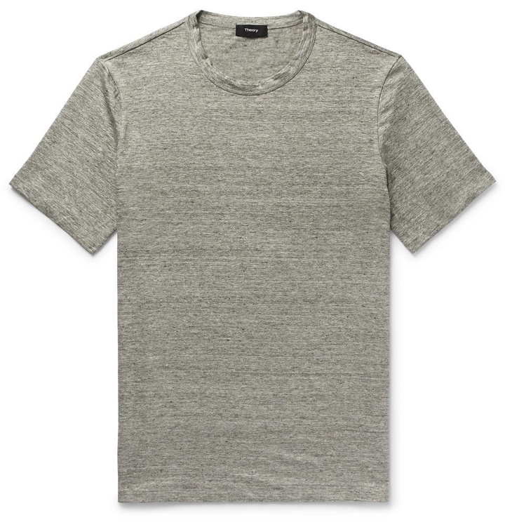 Photo: Theory - Essential Mélange Stretch-Linen T-Shirt - Gray