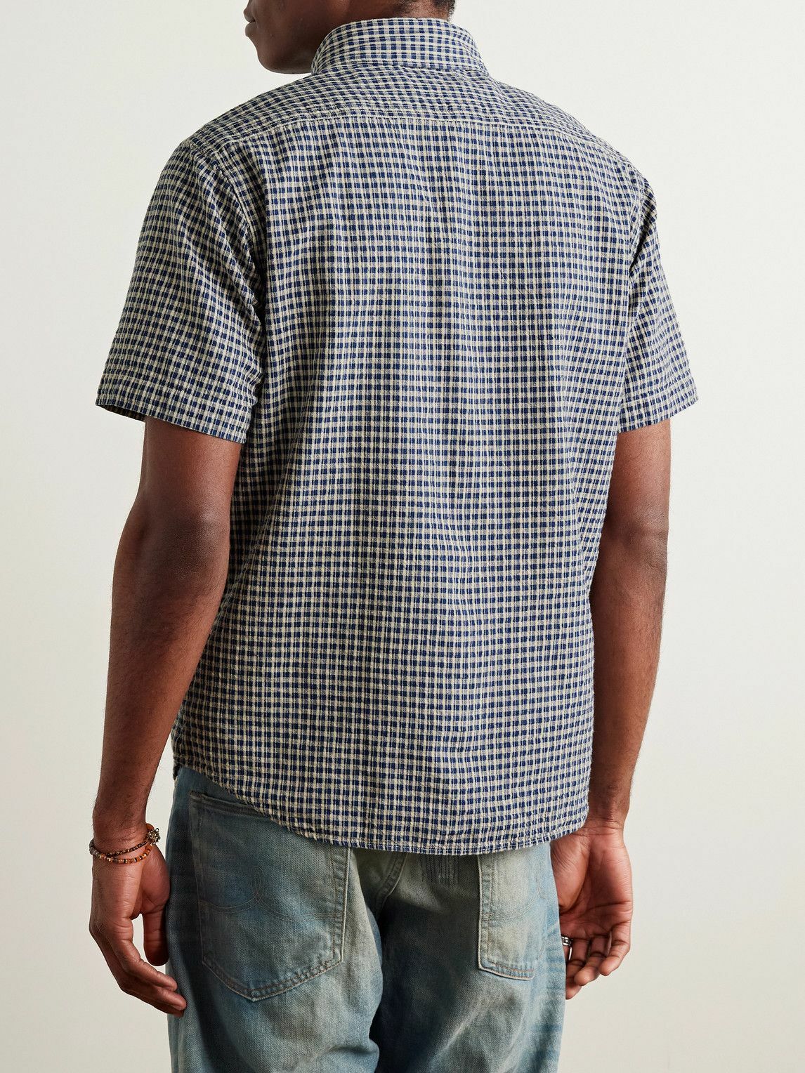 RRL - Lee Checked Cotton and Linen-Blend Shirt - Blue RRL