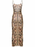 WEWOREWHAT Animal Print Scoop Neck Maxi Dress