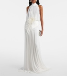 David Koma Draped floral-appliqué gown