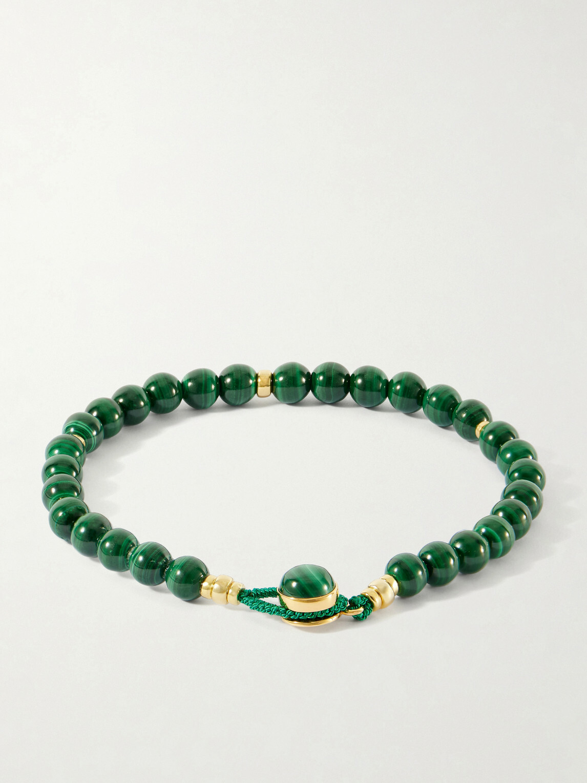 Mikia - Circle 8 Gold-Plated Sterling Silver Malachite Beaded Bracelet - Green