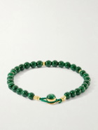 Mikia - Circle 8 Gold-Plated Sterling Silver Malachite Beaded Bracelet - Green