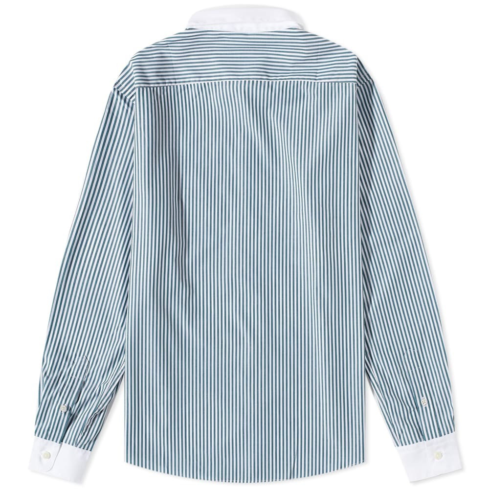 Sporty & Rich Cara Embroidered Shirt in Forest Stripe Sporty & Rich