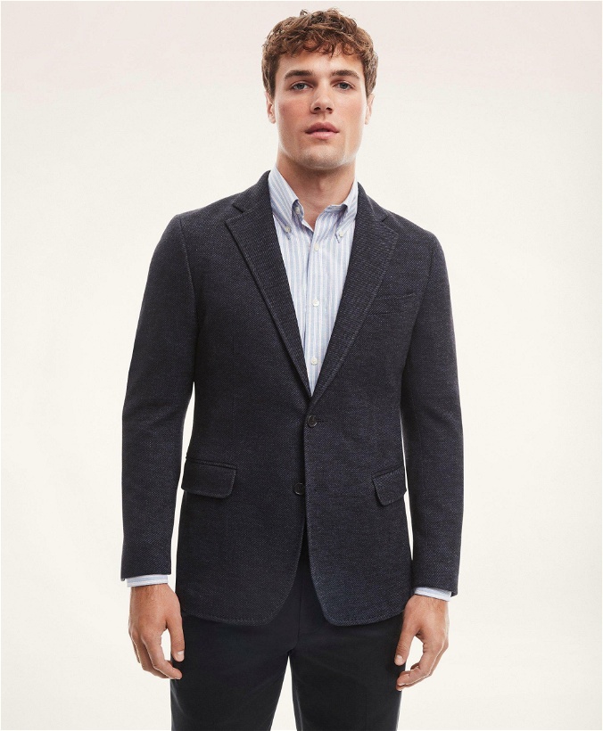 Photo: Brooks Brothers Men's Regent Regular-Fit Wool-Cotton Knit Blazer | Navy