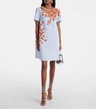 Carolina Herrera Floral-appliqué crêpe shift dress
