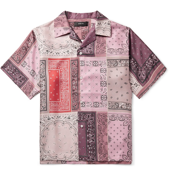 Photo: AMIRI - Camp-Collar Bandana-Print Silk-Twill Shirt - Pink
