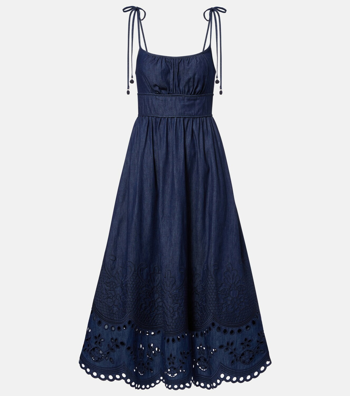 Zimmermann Mahon broderie anglaise denim midi dress