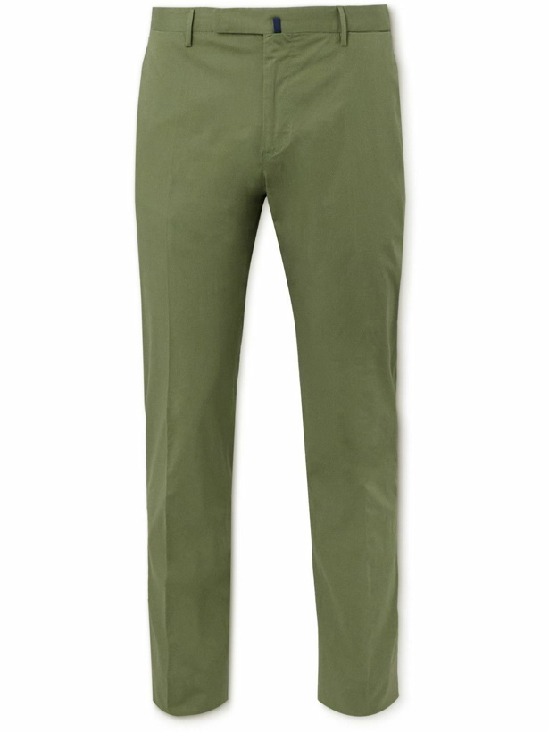Photo: Incotex - Slim-Fit Stretch-Cotton Poplin Trousers - Green