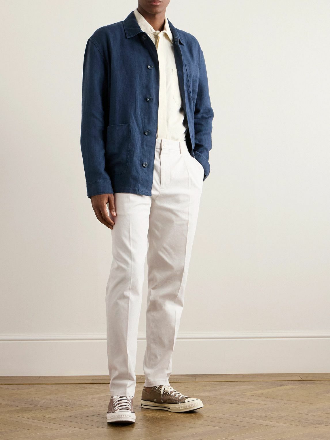 Club Monaco - Straight-Leg Pleated Cotton-Blend Trousers - White