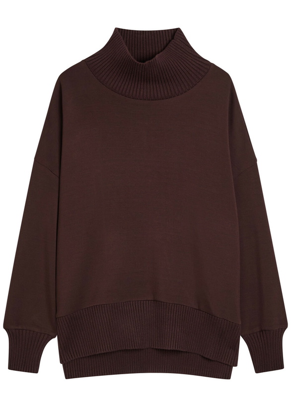 Photo: Varley Barker High-neck Stretch-jersey Sweatshirt Brown