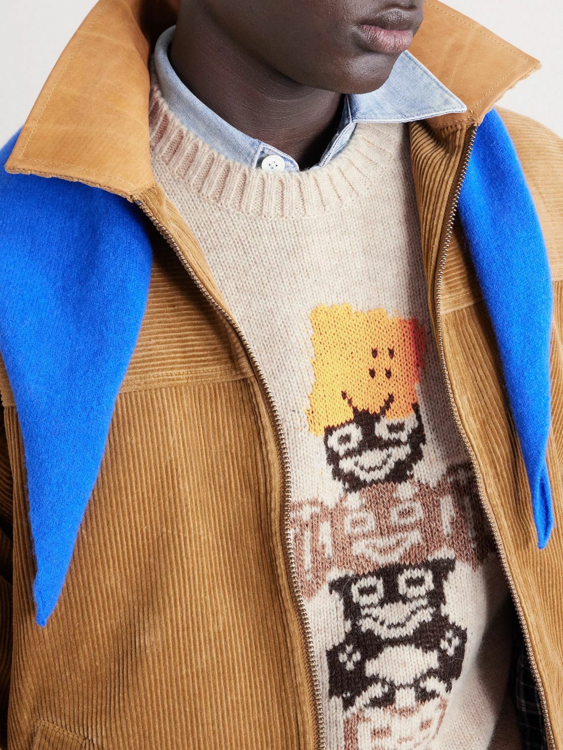 KAPITAL - Peckish Totem Pole Intarsia Wool-Blend Sweater - Neutrals