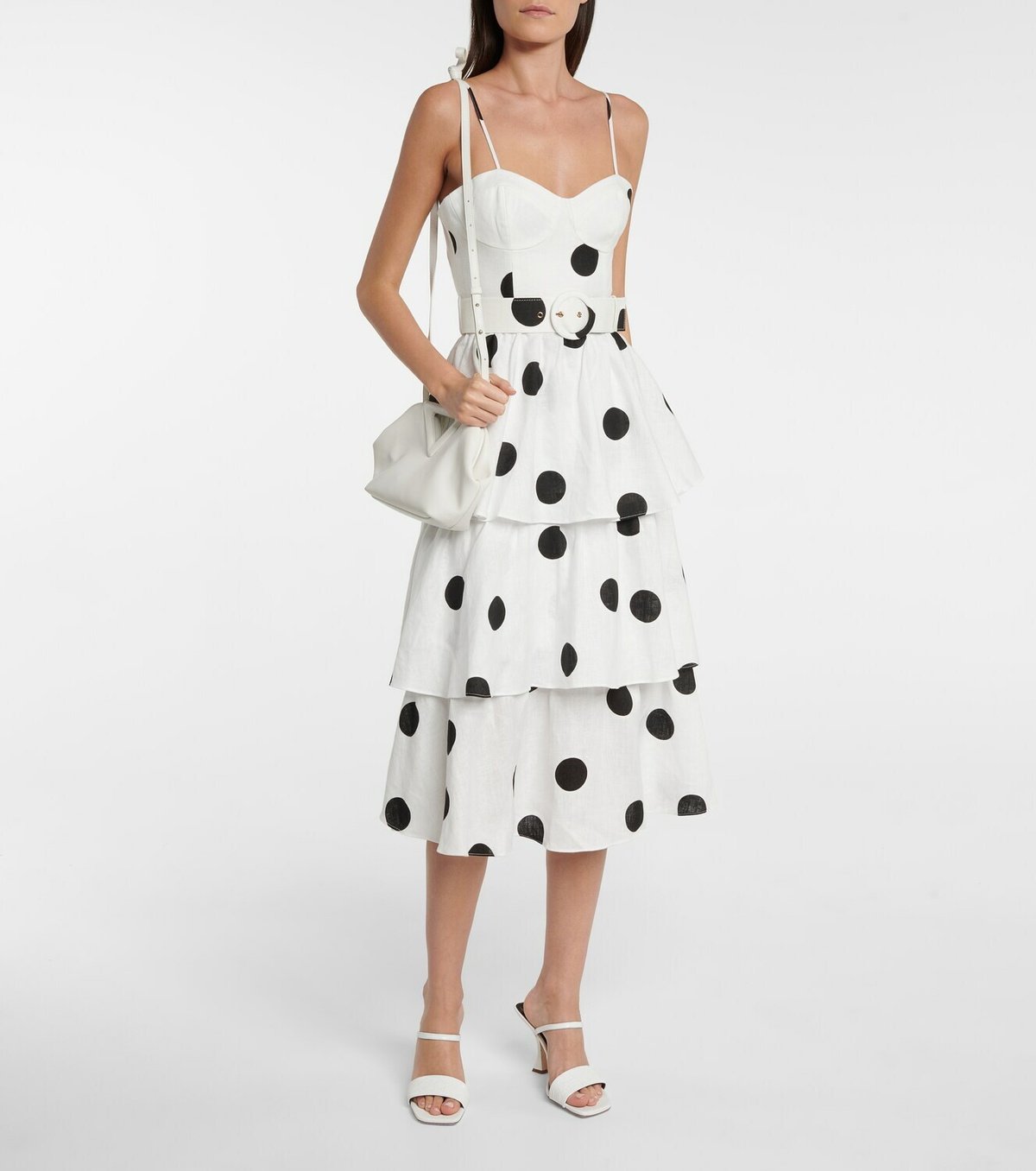 REBECCA VALLANCE ワンピース Bonita polka-dot linen 581487 Rebecca Vallance Bonita polka-dot linen midi dress Rebecca