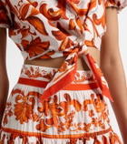 Dolce&Gabbana Majolica cropped cotton poplin blouse
