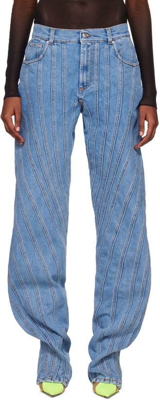 Photo: Mugler Blue Spiral Baggy Jeans
