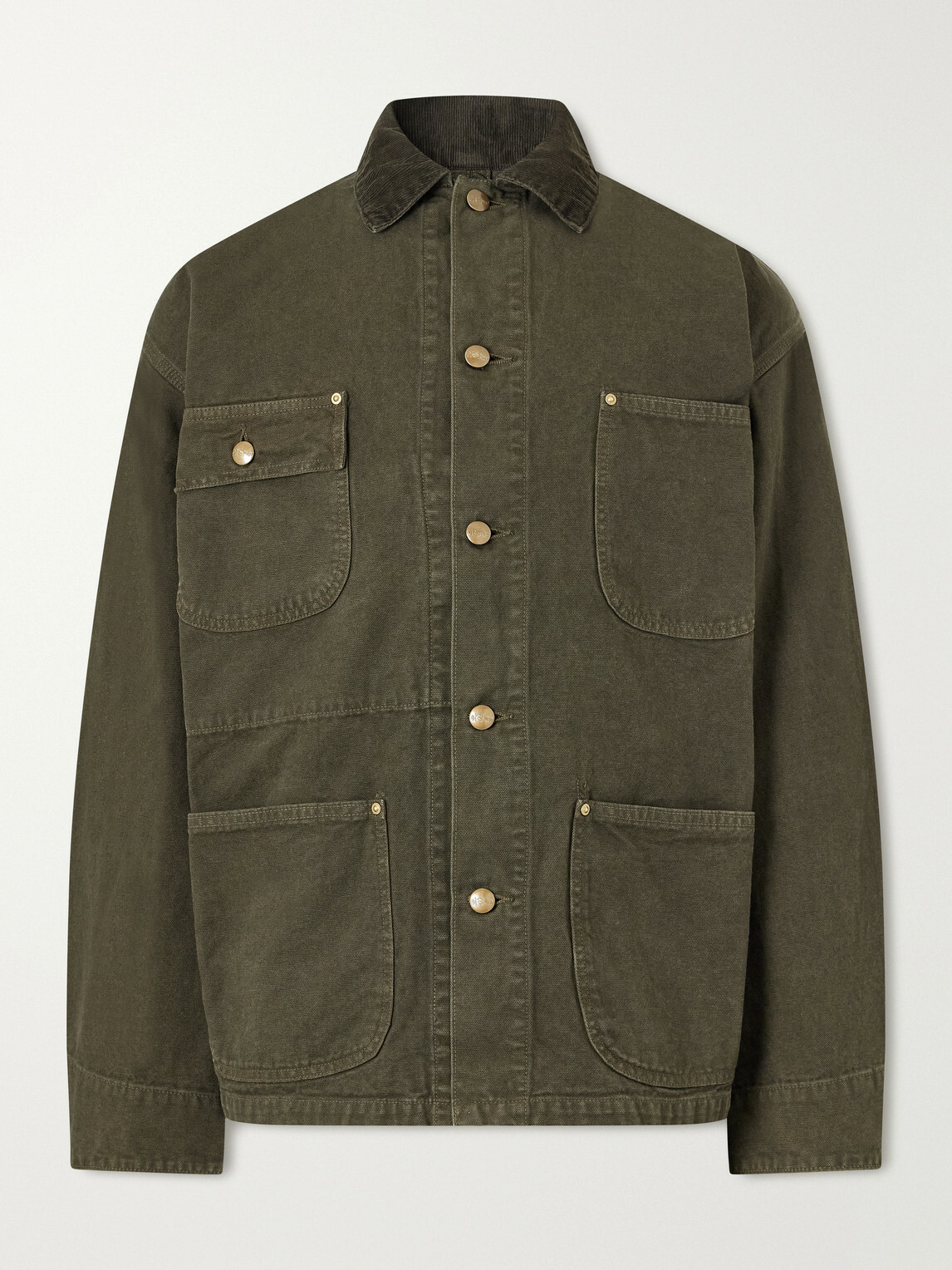 OrSlow - Corduroy-Trimmed Cotton-Drill Jacket - Green