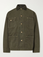 OrSlow - Corduroy-Trimmed Cotton-Drill Jacket - Green