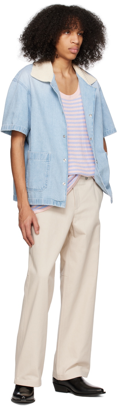 System Pink & Blue Striped Tank Top