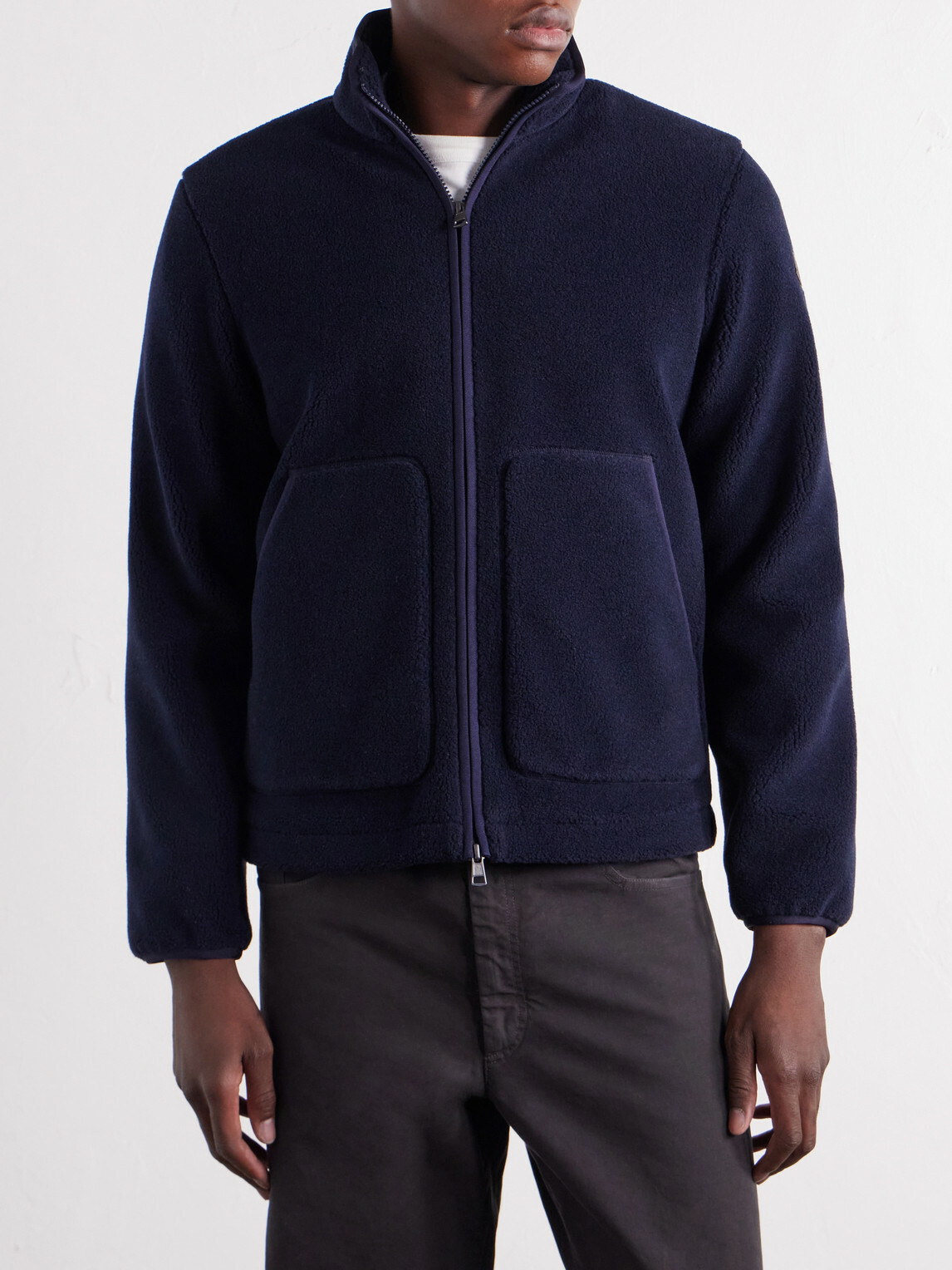 Moncler - Logo-Appliquéd Zip-Up Fleece Jacket - Blue