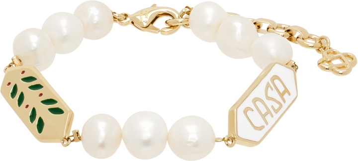 Photo: Casablanca Gold & White Laurel Pearl Bracelet