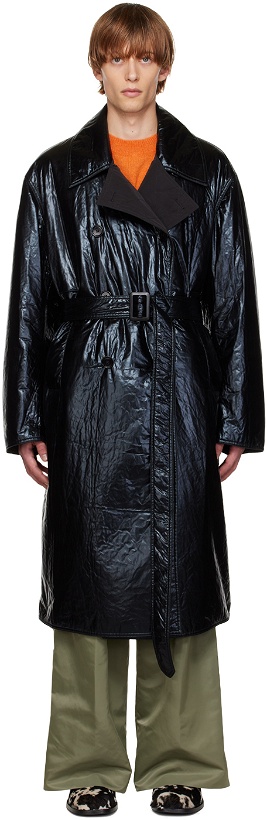 Photo: Dries Van Noten Black Double-Breasted Reversible Coat