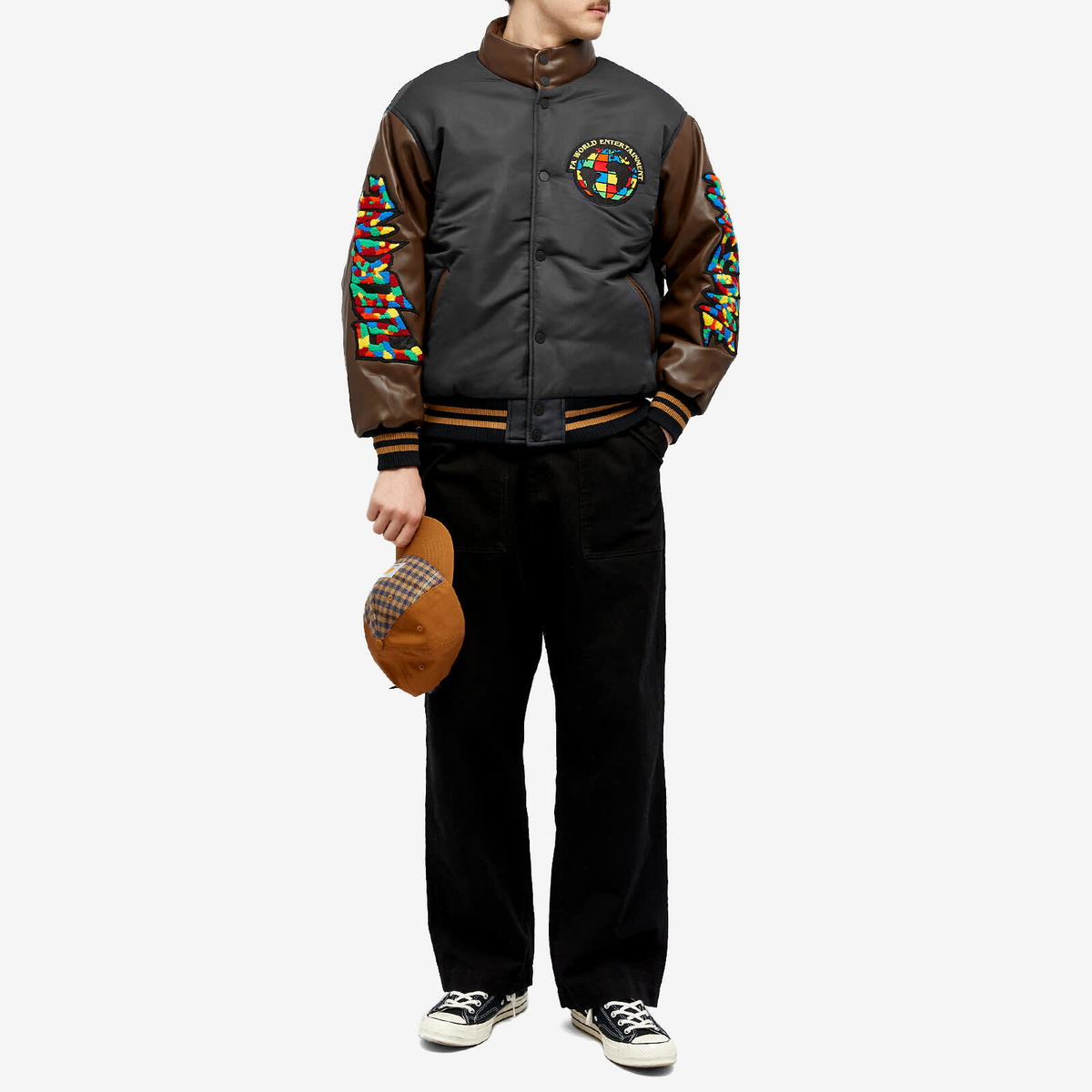 Fucking Awesome Men's Gum Stamp Varsity Puffer Jacket in Black/Brown