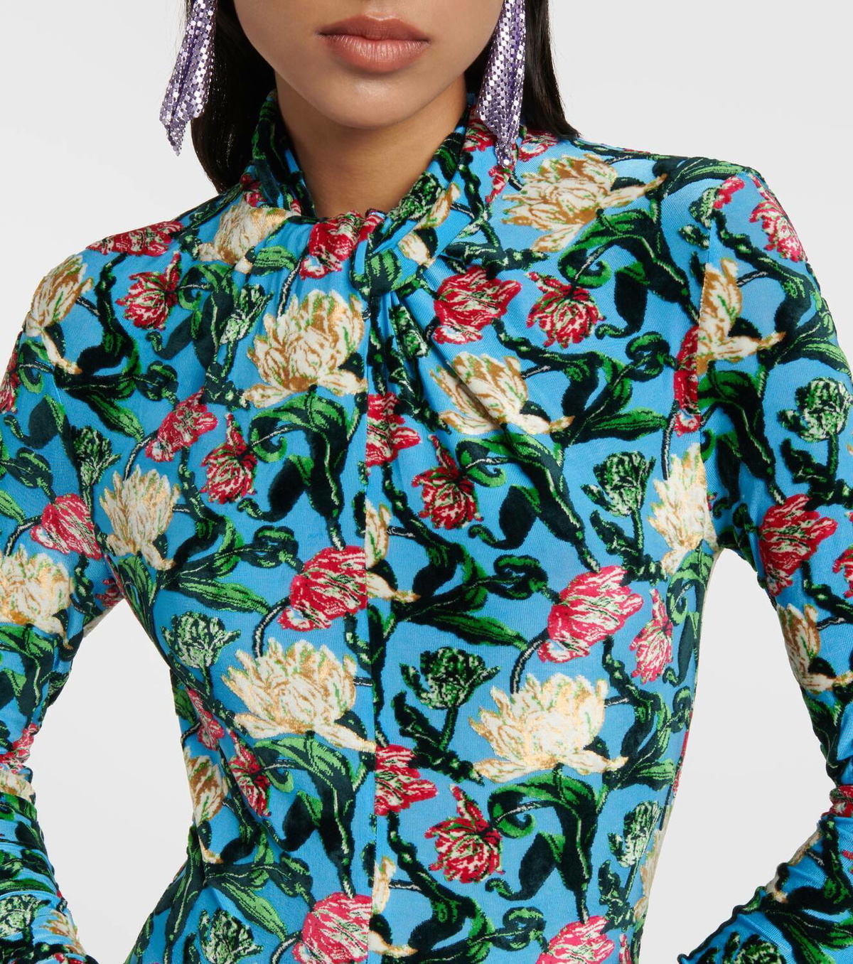 Rabanne Floral turtleneck maxi dress Paco Rabanne