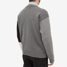Versace Men's Patchwork Logo Crew Knit in Grey/Black