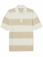 Brunello Cucinelli - Striped Ribbed Cotton Polo Shirt - Neutrals