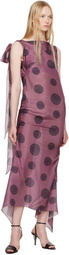 Conner Ives Pink & Black Silk Polka Dot Bias Maxi Dress