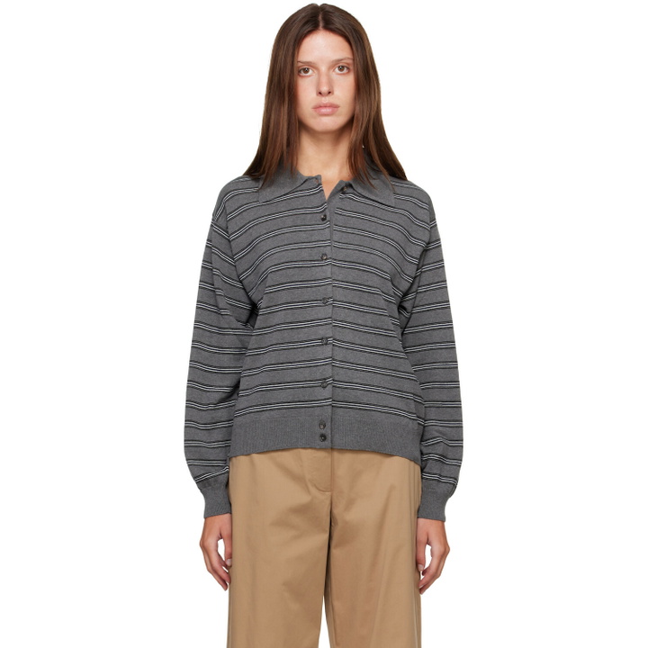 Photo: Cordera Gray Organic Cotton Striped Polo Cardigan