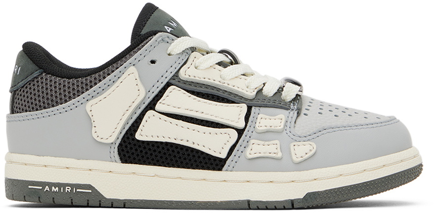 【関税込み】AMIRI ホワイト＆グレー Skel Top Low スニーカー AMIRI Gray Skel Top Low Sneakers Amiri