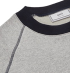 AMI - Logo-Print Mélange Fleece-Back Cotton-Jersey Sweatshirt - Gray