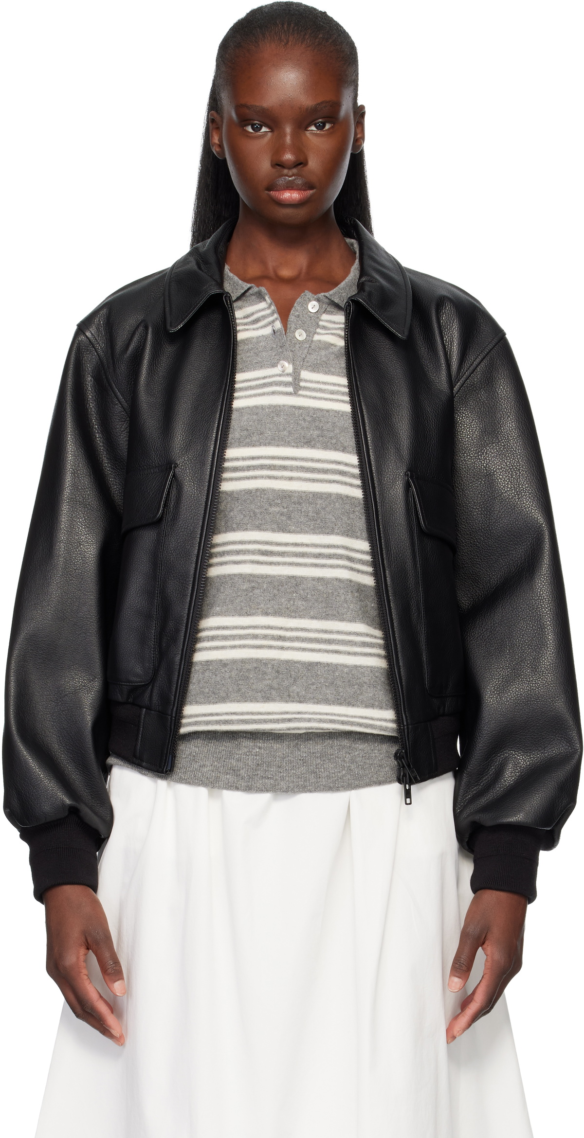 Nothing Written Black Classic Leather Flight Jacket