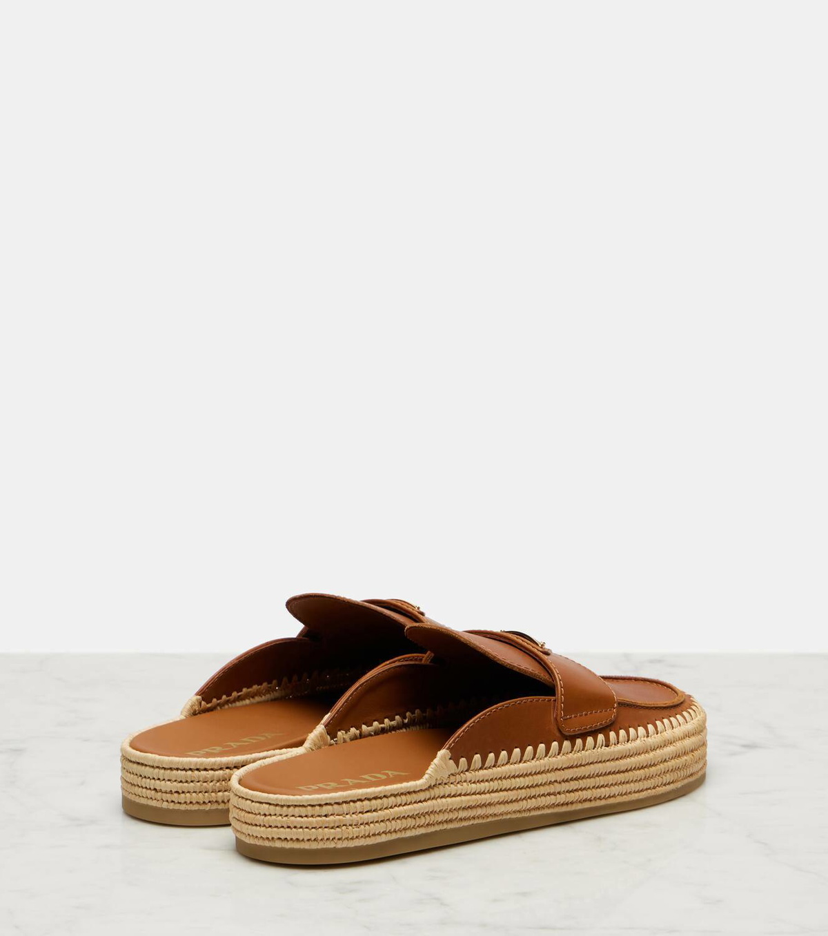 Prada Leather espadrille mules