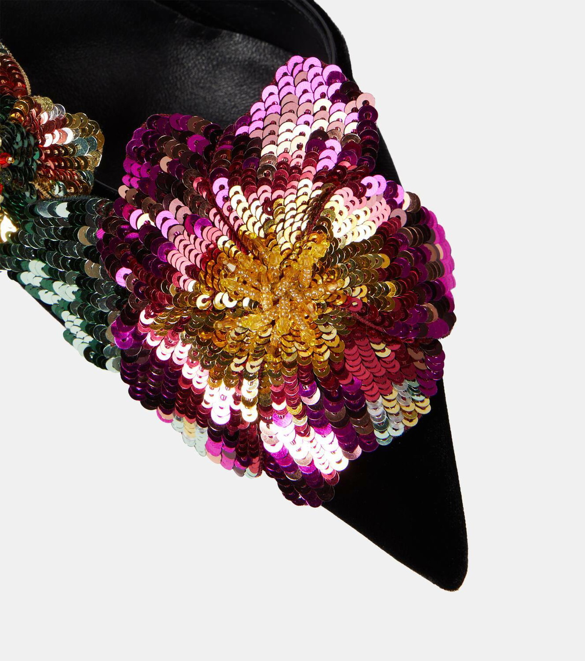 花 cham Jimmy Choo Azara 100 floral-appliqué velvet pumps Jimmy Choo