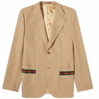 Gucci Men's Tape Logo Blazer in Camel