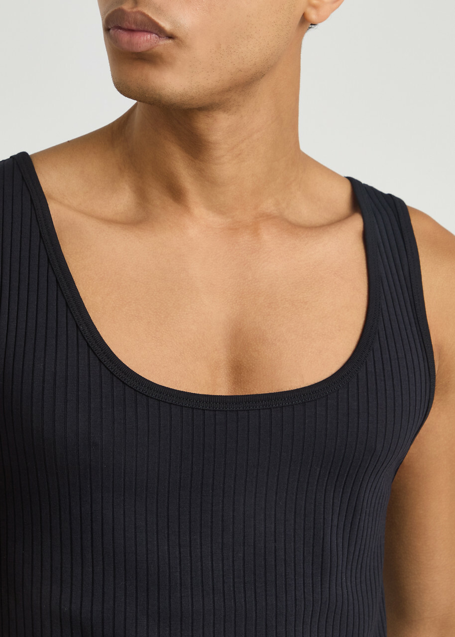 Dries Van Noten Holly Ribbed Jersey Vest Navy