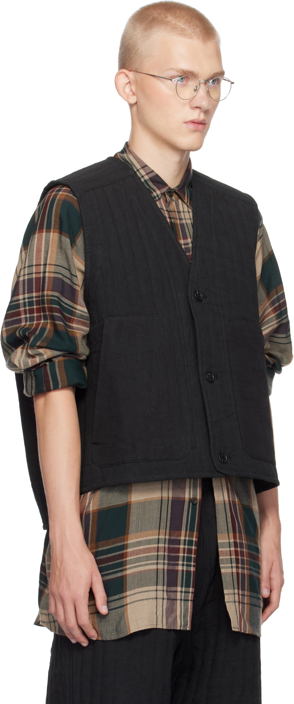 Jan-Jan Van Essche Black O-Project Dense Twill Body Warmer Vest