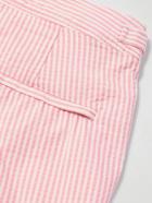 Orlebar Brown - Bulldog Straight-Leg Mid-Length Striped Seersucker Swim Shorts - Pink