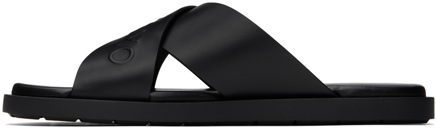 Ferragamo Black Crossover Strap Sandals