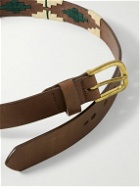 Sid Mashburn - 3cm Embroidered Leather Belt - Brown